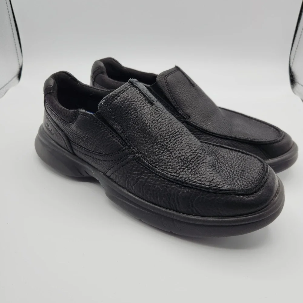 Clarks Bradley Free 261531607 Loafer Mens 11 Black Leather Moc Toe Slip On Shoes